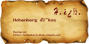 Hohenberg Ákos névjegykártya